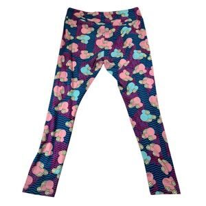 LuLaRoe Tall & Curvy Leggings Pink Blue Mickey Mouse Print Stretchy‎ Pants